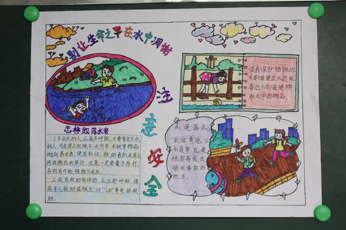 防溺水安全手抄報-別讓生命之花凋謝水中