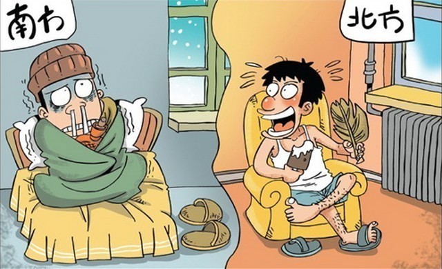 漫畫詼諧幽默的反映出冬季南、北方的生活