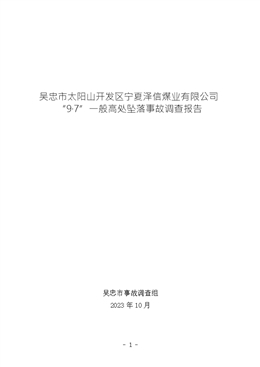 吳忠市太陽(yáng)山開發(fā)區(qū)寧夏澤信煤業(yè)有限公司“9·7”一般高處墜落事故調(diào)查報(bào)告