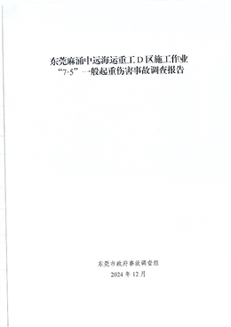 東莞麻涌中遠海運重工D區施工作業“7·5”一般起重傷害事故調查報告