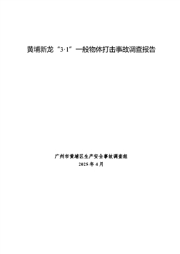 黃埔新龍“3·1”一般物體打擊事故調查報告